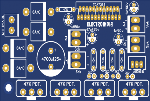 4X40 Watt 4 Kanal Ses Amplifikatör Devresi