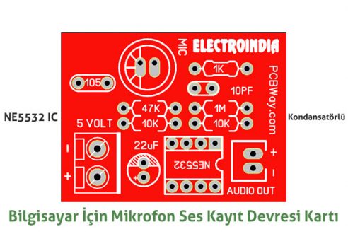 Mikrofon Ses Kayıt Devre Kartı