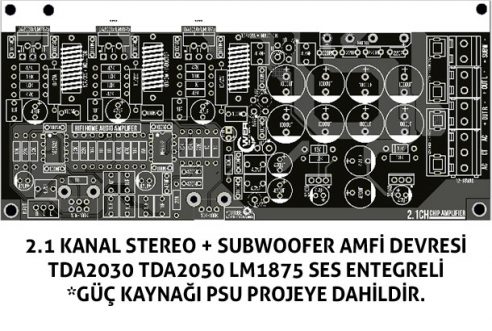 2.1 Güç Amplifikatörü Devresi Stereo + Subwoofer