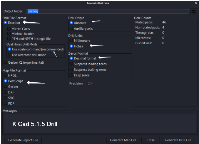 KiCad 5.1.5 Gerber Oluşturma KiCad 5.1.5 drill dosyasi delik matkap dosyasi olusturma 2021 02 - KiCad 5.1.5 Gerber Oluşturma