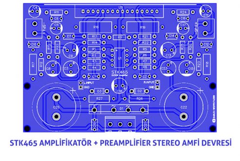 Stereo Amplifikatör + Preamplifier Amfi Devresi STK465